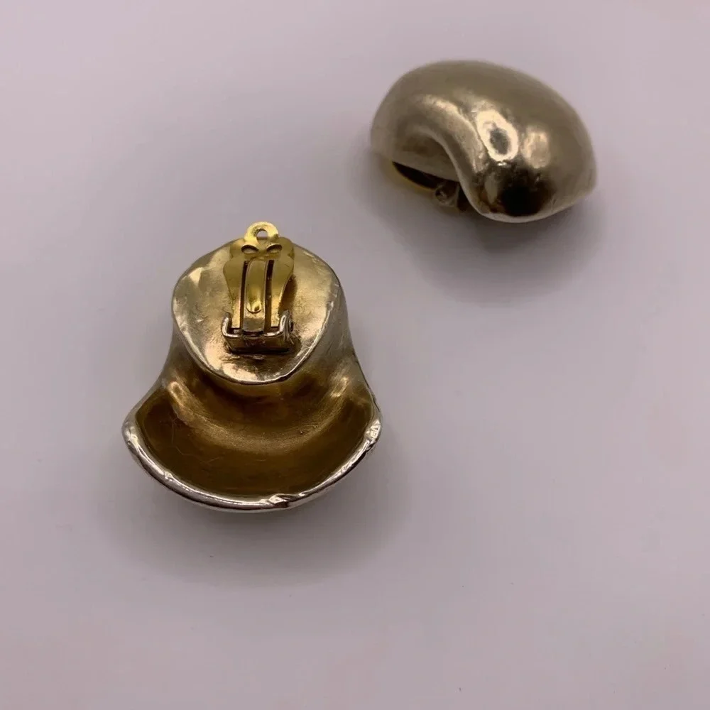 Simon Sebbeg Chunky  electricoforming gold plated clip on earrings - Picture 3 of 5